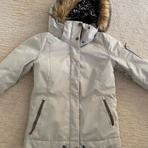 SM Roxy Light Gray Ski and Snowboard Jacket with Ski and Snowboard Size XS Pants